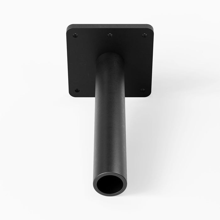 Glenn HD Single Rod Floating Mantel Bracket in solid black steel, heavy-duty design for secure support of floating mantel shelves and display ledges.