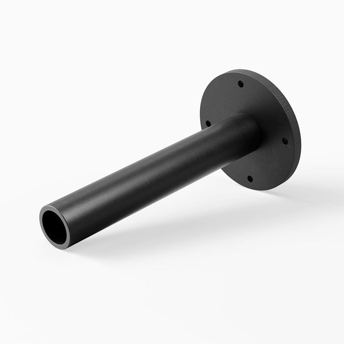 Glenn HD Single Rod Floating Mantel Bracket in matte black solid steel, designed for strong, minimalist support of floating mantel shelves and display ledges.
