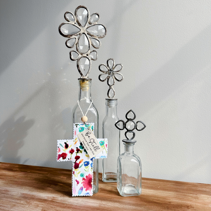 Handmade Watercolor Floral Fabric Cross - 2 Styles