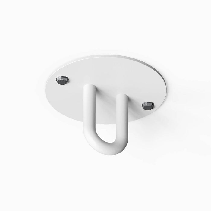 White rust-resistant metal Hang On Ceiling Hook with minimalist design for functional wall hooks and organization in various spaces.