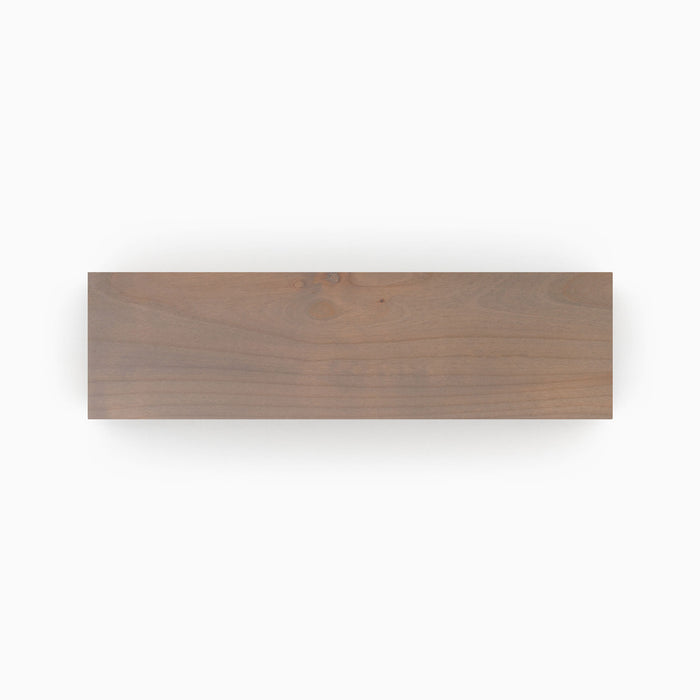 Hatch Grey Wood Slab in solid hardwood with a smooth grey finish, custom-cut for creating precise floating shelves and elegant display ledges.
