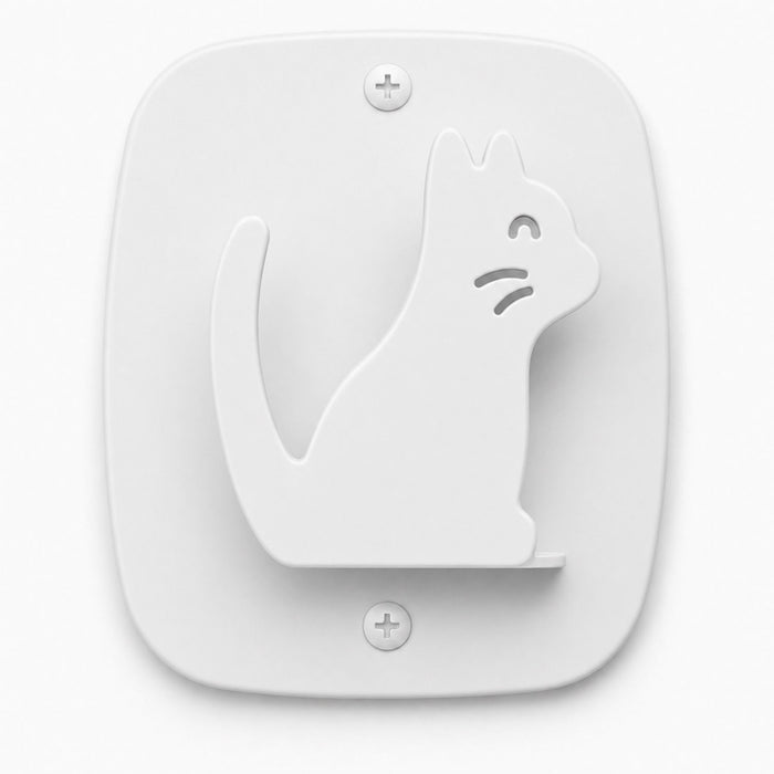 Kiddo Hooks white cat-shaped wall hook made of durable material, designed for functional, minimalist organization and display.