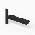 Black metal bracket with mounting plate and notched support arm designed for wall installation, shown isolated, Lars Floating Vanity Hidden Mount Bracket