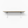 Leif Alder Wall Shelf with satin clear finish alder wood and white metal floating shelf brackets for minimalist display