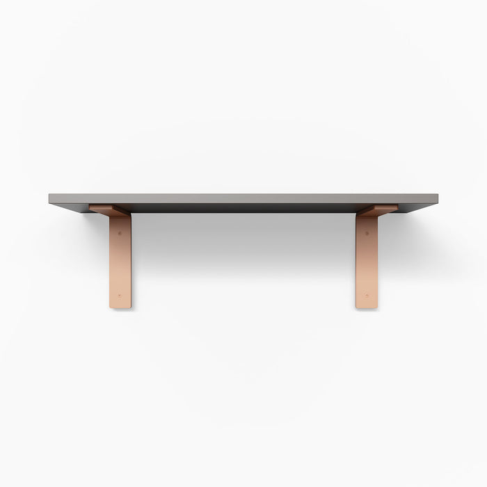 Leif Arsenic Wall Shelf with solid alder wood and copper-tone metal brackets for modern minimalist wall display and organization