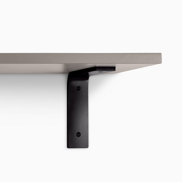 Leif Arsenic Wall Shelf with satin clear alder wood and matte black metal bracket for sturdy floating shelf display and organization