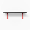 Leif Black Wall Shelf with solid alder wood and bold red metal L brackets for modern wall shelf display and organization