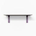 Leif Concretey Wall Shelf with solid alder wood and muted purple metal L brackets for minimalist wall display and organization
