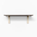 Leif Hatch Grey Wall Shelf with satin clear alder wood and wide rust-resistant metal brackets for sturdy display
