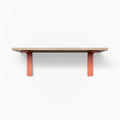 Leif Maple Wall Shelf with smooth maple glue-up and vibrant orange metal floating shelf brackets for functional display