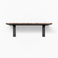 Leif Nutmeg Rustic Wall Shelf with solid alder wood in satin clear finish and matte black metal L brackets for sturdy display