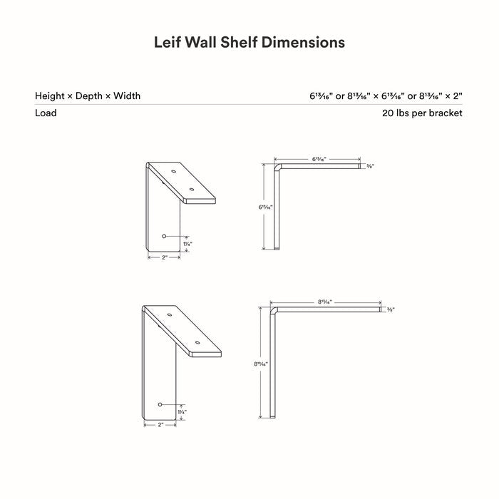 Leif Tungsten Wall Shelf with satin clear alder wood and stainless steel floating shelf brackets for modern display