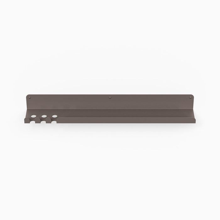 Lippie Stainless Steel Shower Ledge in arsenic finish with integrated holes for functional wall-mounted bathroom storage