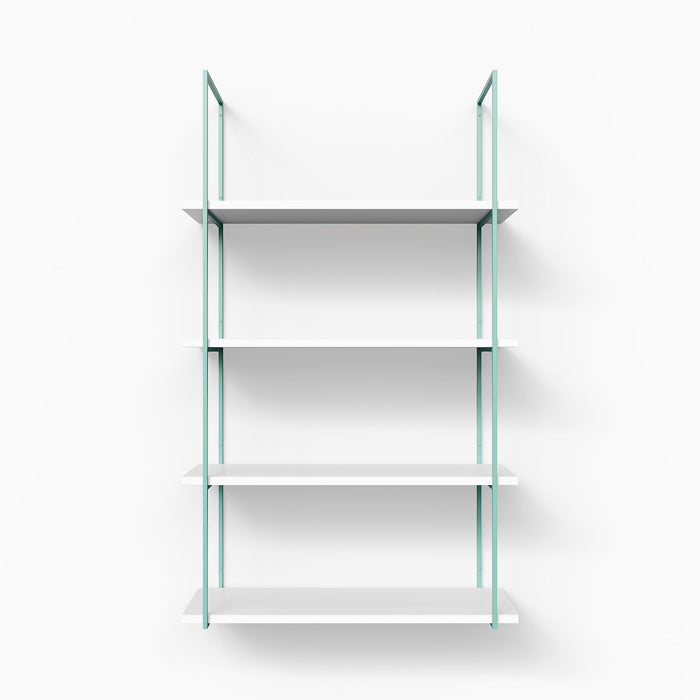 Lloyd 4 Tiered Shelf Bracket in white steel with minimalist hardware for durable floating shelf display and wall organization
