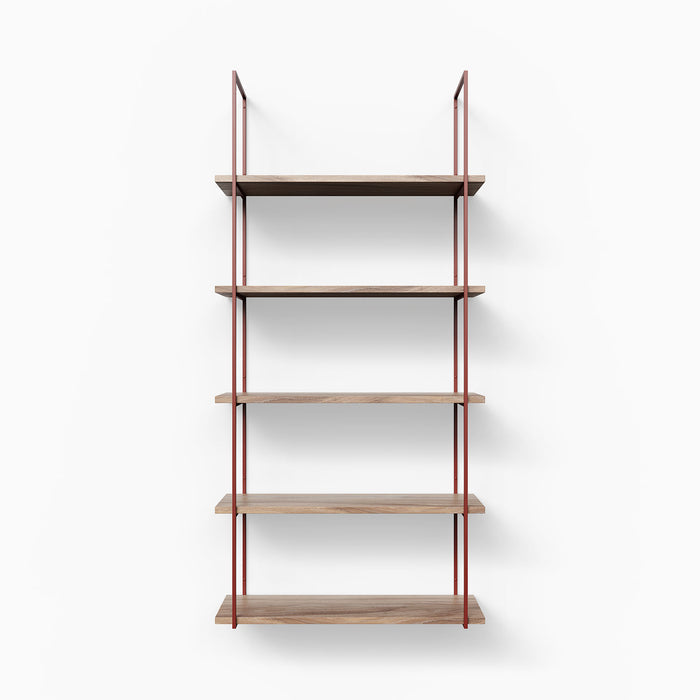 Lloyd 5 Tiered Shelf Bracket with rust-resistant steel frame and natural wood shelves for sleek wall display ledges and floating shelves