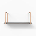 Lloyd Arsenic Tiered Shelf with dark wood ledge and slim metal floating shelf brackets for minimalist wall display