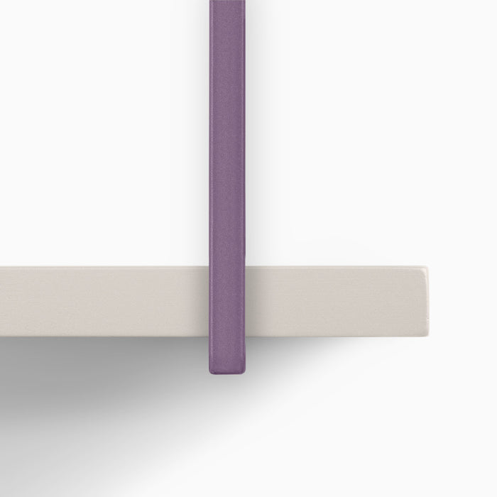 Minimalist close-up of Lloyd Concretey 5 Tiered Shelf showing intersecting shelves in purple and beige tones by Shelfology