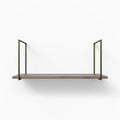 Lloyd Hatch Grey Tiered Shelf featuring a single textured wood ledge with minimalist metal floating shelf brackets