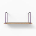 Lloyd Maple Tiered Shelf with smooth maple wood ledge and minimalist purple metal floating shelf brackets for modern wall display