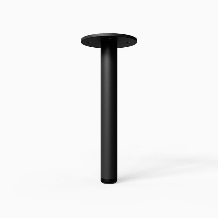 Lowell Round Cabinet Foot Hardware in black with a sleek round base and tubular leg offering sturdy, minimalist support for cabinets and furniture.
