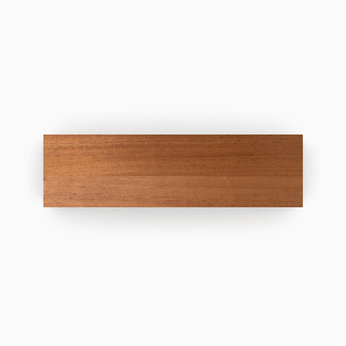 Mahogany Wood Slab with rich warm tones and smooth finish, ideal for minimalist wall shelves and display ledges.