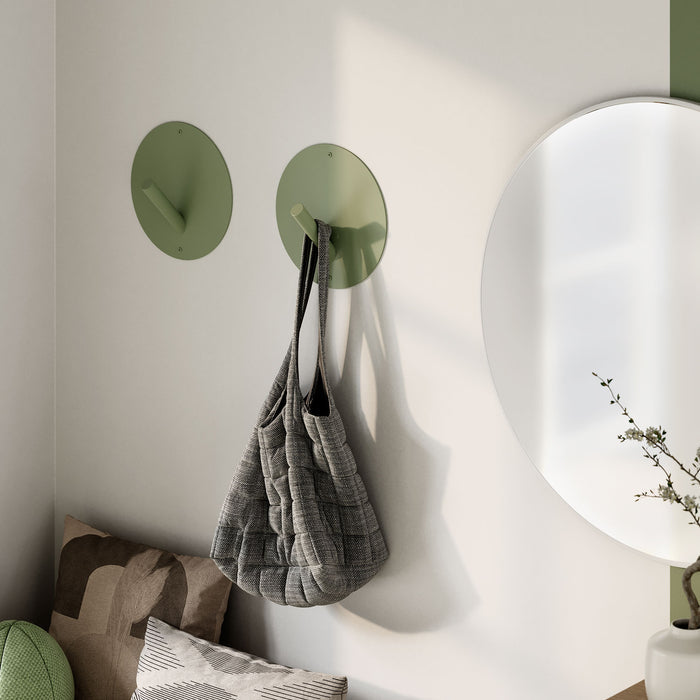 Mega Peggy Round 1 Wall Hook in muted green steel with minimalist style for sturdy and functional wall organization