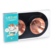 Messy Mutts Double Silicone Dog Feeder with Copper Colored Bowls, 3 Cups Per Bowl