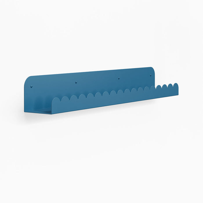 Mini Bubble Picture Ledge in blue steel with minimalist design for functional wall display and organization of small items