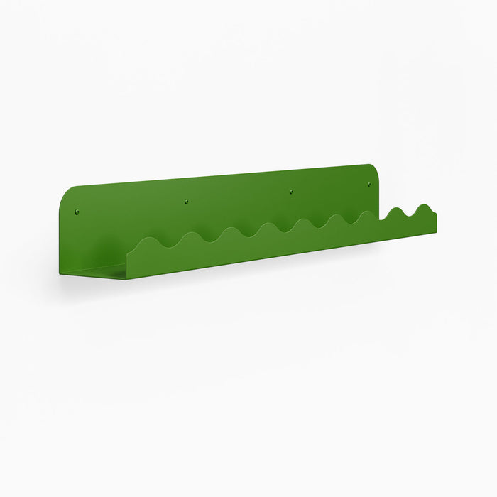Mini Wave Picture Ledge in lime steel with wave edge for stylish wall shelf display and versatile organization