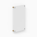 Morgan Magnet Board with minimalist white magnetic surface mounted on wood and metal hardware, designed for functional wall organization.