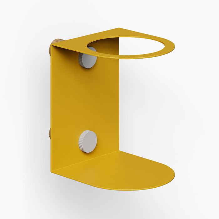 Morgan Pegboard Cup Holder in a honey mustard finish, designed for minimalist wall organization with durable steel construction.