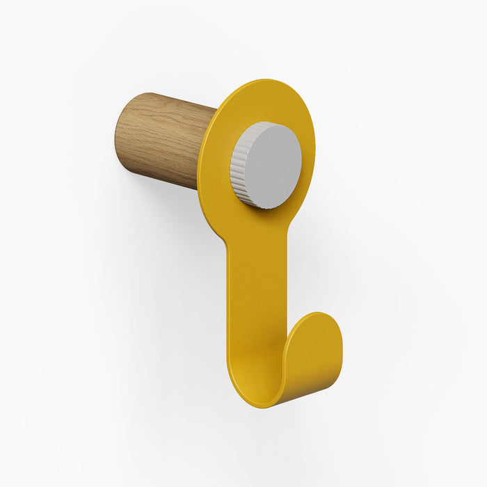 Morgan Pegboard Hook in honey mustard and natural wood finish, designed for durable, stylish wall hooks enhancing organization and display.