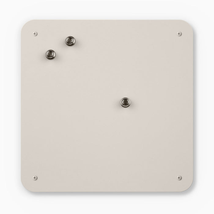 Mosey Dry Erase Board with smooth light concrete finish surface and four corner-mounted screws for sturdy wall display