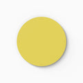 Mosey Shapes Circle Magnet Board in muted yellow with rust-resistant steel surface and mounted wall display