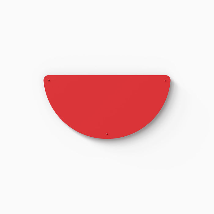 Mosey Shapes Half-Circle Magnet Board in vibrant red steel with sleek, functional design for creative wall organization and display