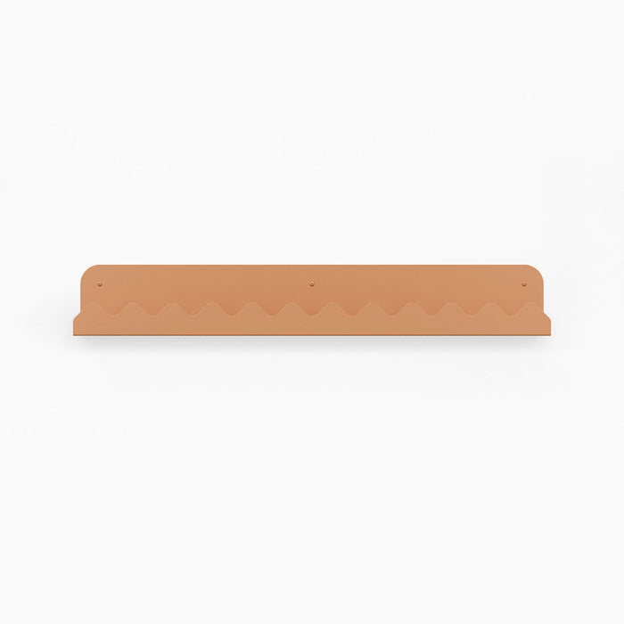Mountain Picture Ledge in muted beige with unique wave-cut design for durable wall display and organizing treasures by Shelfology