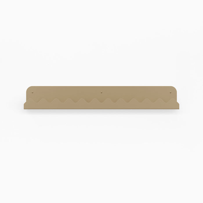 Mountain Picture Ledge in muted beige with wave-cut design for functional display and organization by Shelfology