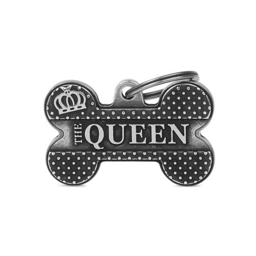 MyFamily Bronx "The Queen" Big Bone ID Tag in Antique Silver