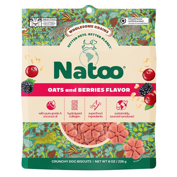 Natoo Crunchy Biscuits Oats And Berries Flavor Dog Treats