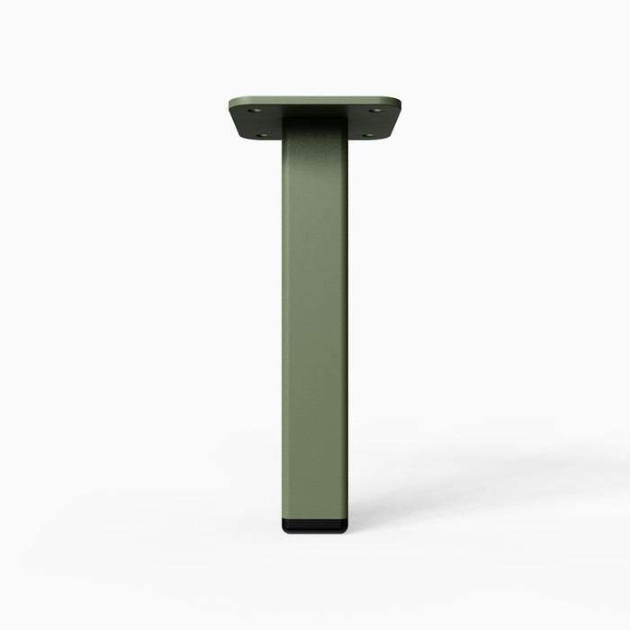 Nolan Square Cabinet Foot Hardware in muted army green with a solid rectangular profile and black base providing strong, minimalist support for furniture and cabinetry.
