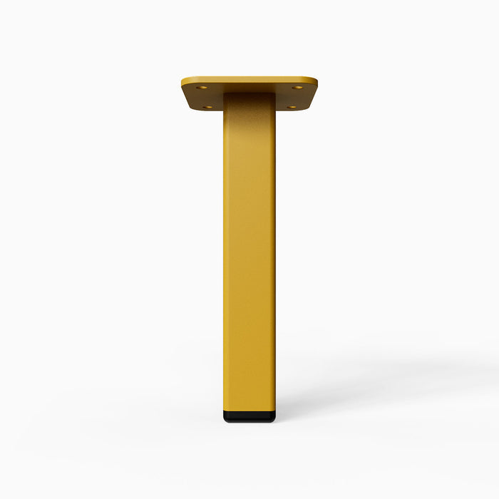 Nolan Square Cabinet Foot Hardware in honey mustard with a solid square profile and black base, offering sturdy support and modern style for furniture.