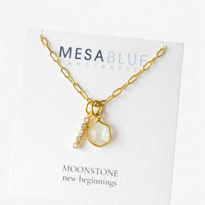 Oasis Stone Duo Drop Necklace - Moonstone