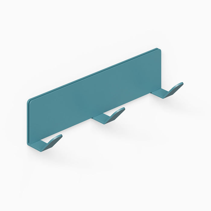 Of Course Wall Hook in matte teal finish, featuring three sturdy metal hooks designed for minimalist organization and durable wall storage.