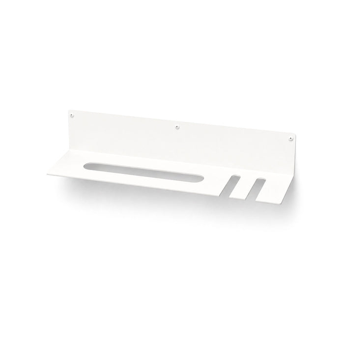 On Deck Baseball & Softball Shelf in white powder-coated steel with a modern wall-mounted design for organizing baseballs, softballs, and bats efficiently.