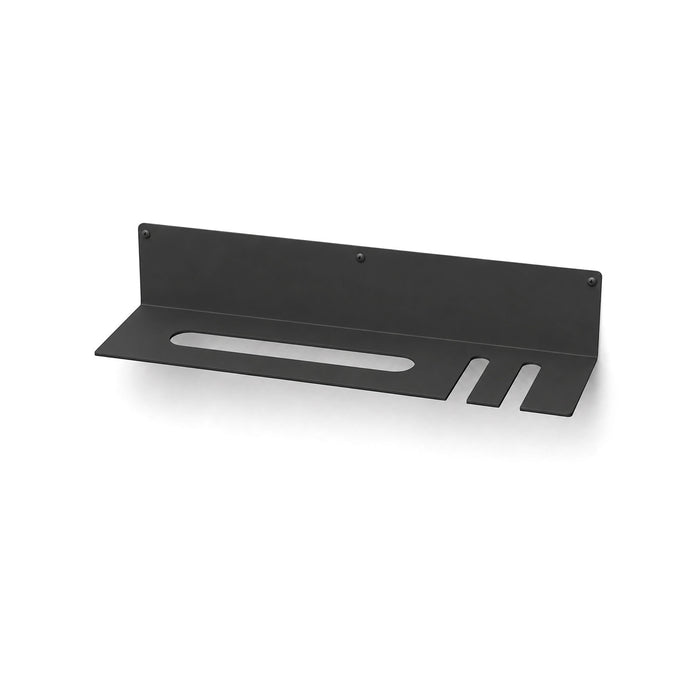 On Deck Baseball & Softball Shelf in black steel with minimalist wall-mounted design for organizing bats and balls, optimizing gear display and storage.