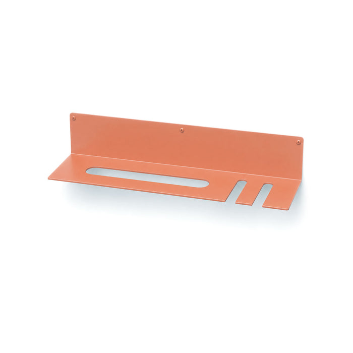 On Deck Baseball & Softball Shelf in claymore powder-coated steel with wall-mounted design for organizing game balls and holding two bats efficiently.