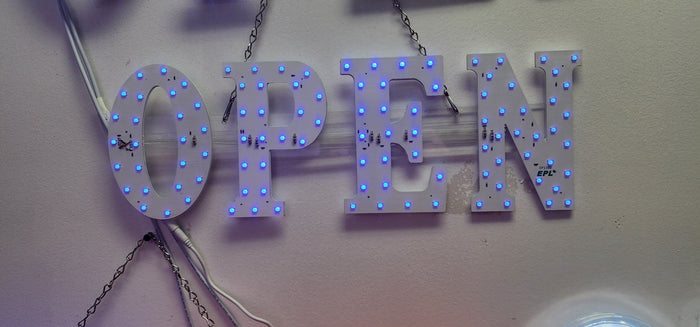 Open Mini LED Sign, RGBW WAVE EFFECT, 7X21" - Falcon Restaurant Supply - 1