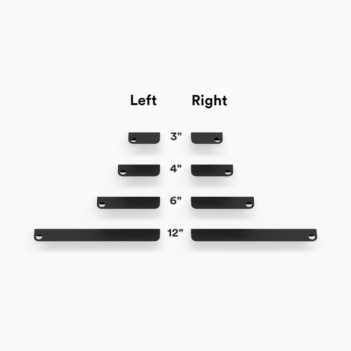 Peek Cabinet Pull set in black steel with minimalist design, featuring multiple sizes for versatile cabinet hardware organization