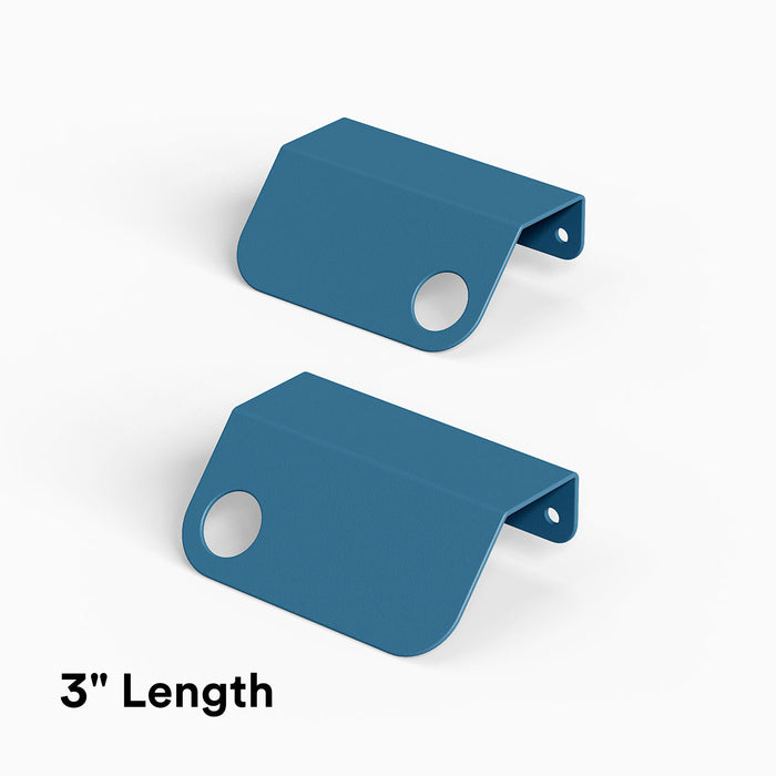Peek Cabinet Pull in steely blue steel with clean lines and circular cutout for minimalist cabinet hardware and organization