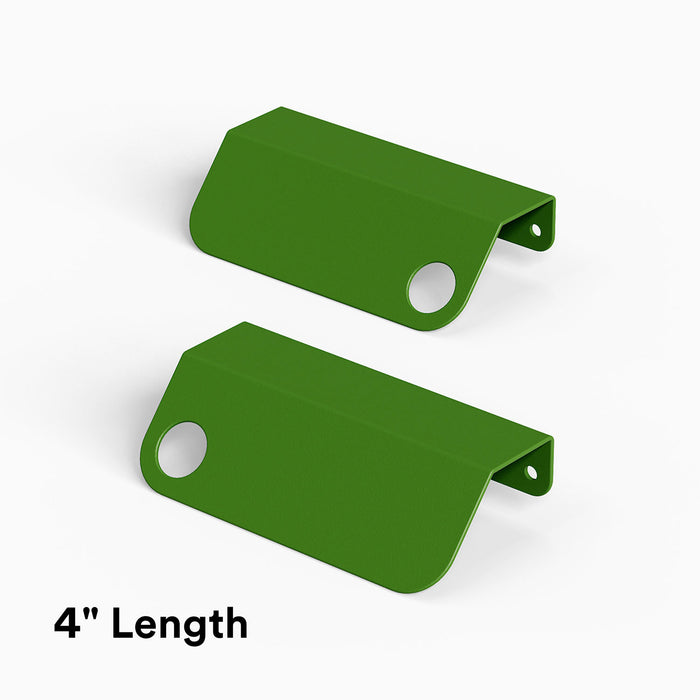 Peek Cabinet Pull in vibrant lime green steel with circular cutout for sleek, functional cabinet hardware and organization